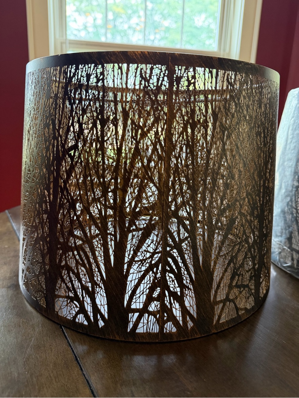 TWO Modern Brown Tree-Pattern Lamp Shades